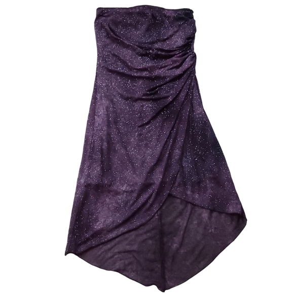 Vintage 90s Galaxy Glitter Bling Strapless Dress Sz 9/10 - Picture 2 of 9
